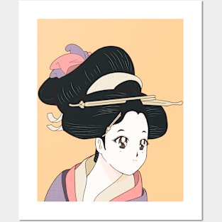 Historical Japanese Woman 90's Anime Style Posters and Art